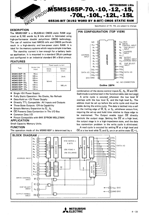 M5M5165P-15L Mitsubishi