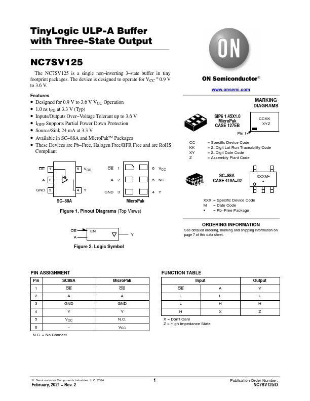 NC7SV125 ON Semiconductor