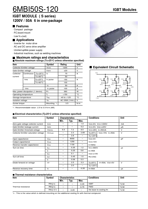 6MBI50S-120 Fuji Electric