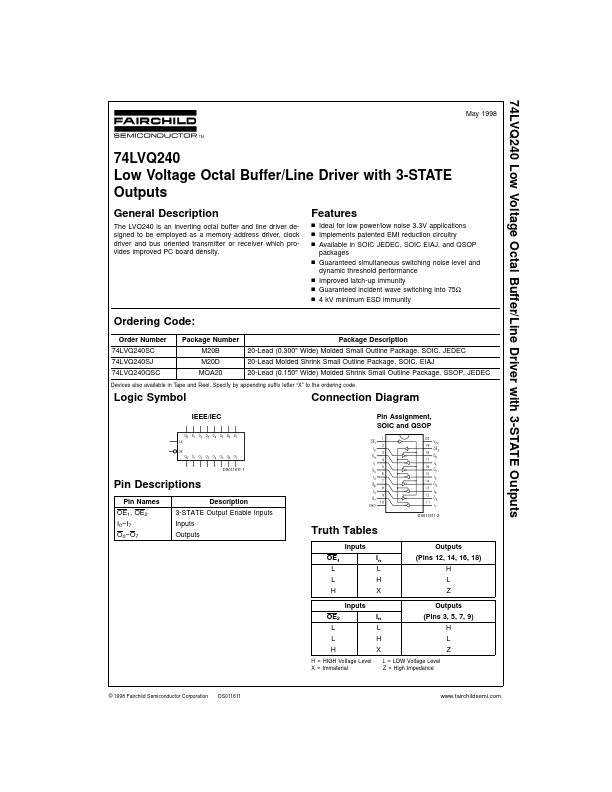 <?=74LVQ240?> डेटा पत्रक पीडीएफ