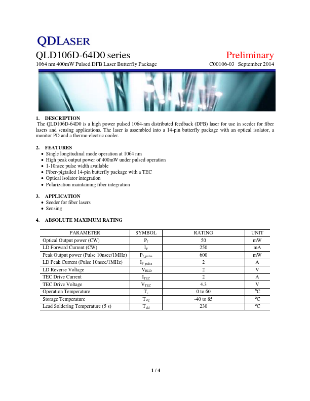 QLD106D-64D0-11 QD Laser