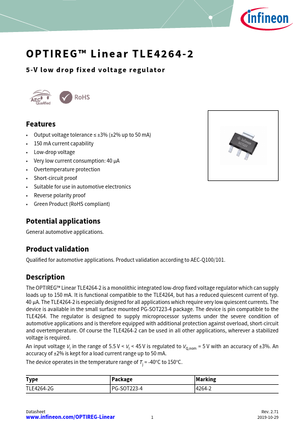 <?=TLE4264-2G?> डेटा पत्रक पीडीएफ