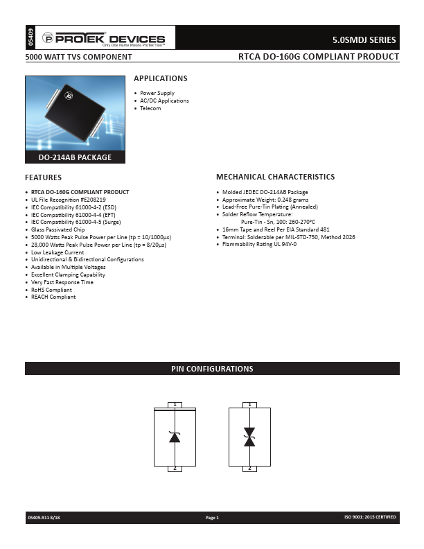 5.0SMDJ170A Protek Devices