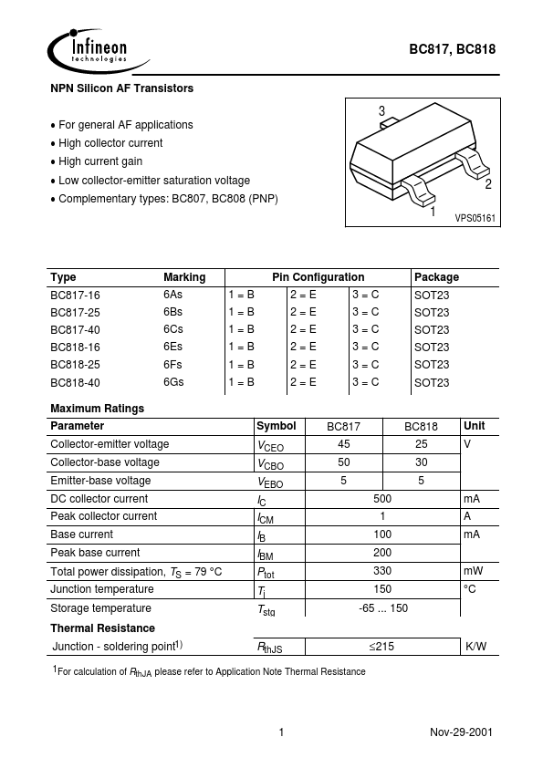 BC818-40 Infineon Technologies AG