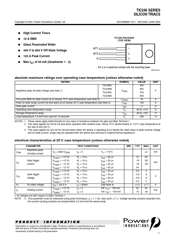 TIC246D Power Innovations Limited