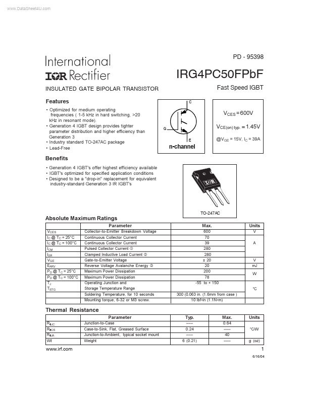 IRG4PC50FPBF International Rectifier