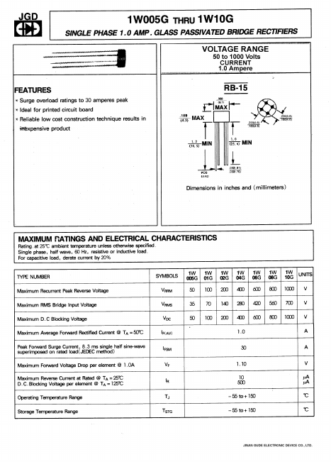 1W005G JinanGudeElectronicDevice