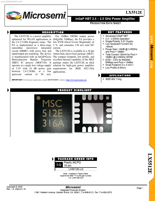 LX5512E Microsemi Corporation