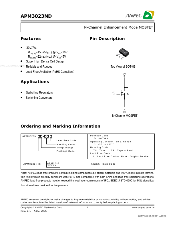 APM3023ND Anpec Electronics Coropration