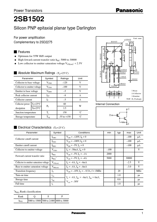 2SB1502 Panasonic Semiconductor