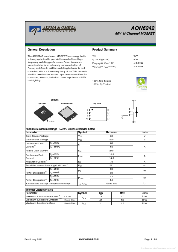 AON6242 Alpha & Omega Semiconductors