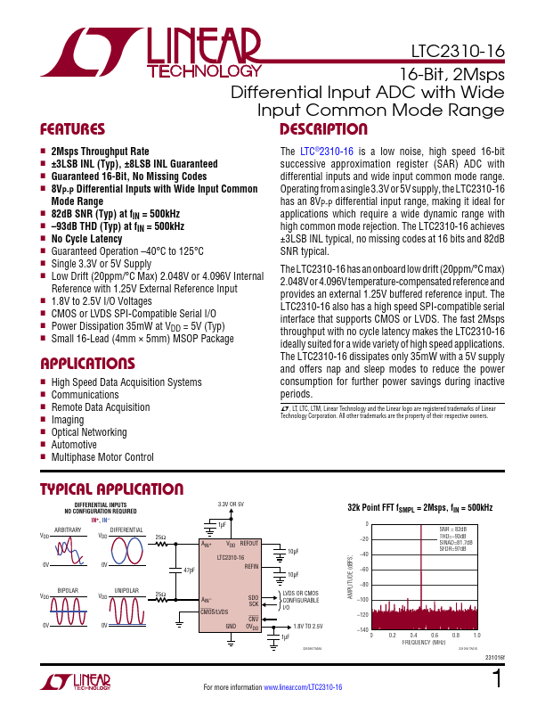<?=LTC2310-16?> डेटा पत्रक पीडीएफ