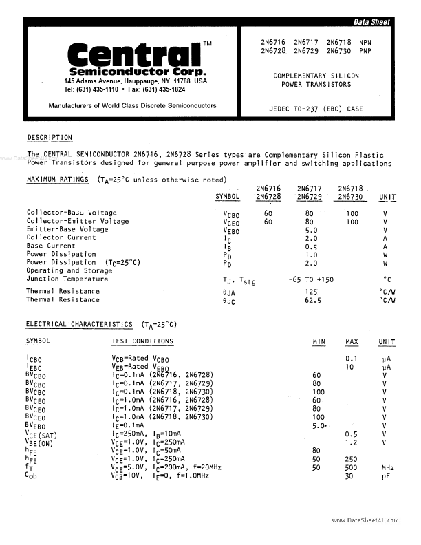 2N6730 Central Semiconductor