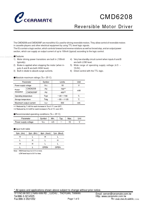 CMD6208 Ceramate Technical