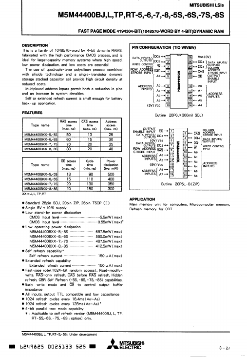 M5M44400BJ-8S Mitsubishi