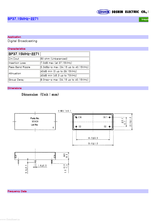 <?=BP37.15MHz-2271?> डेटा पत्रक पीडीएफ