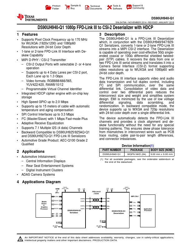 DS90UH940-Q1