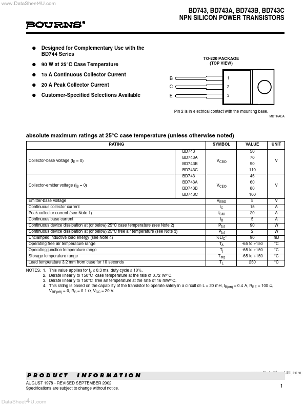 BD743 Bourns Electronic Solutions