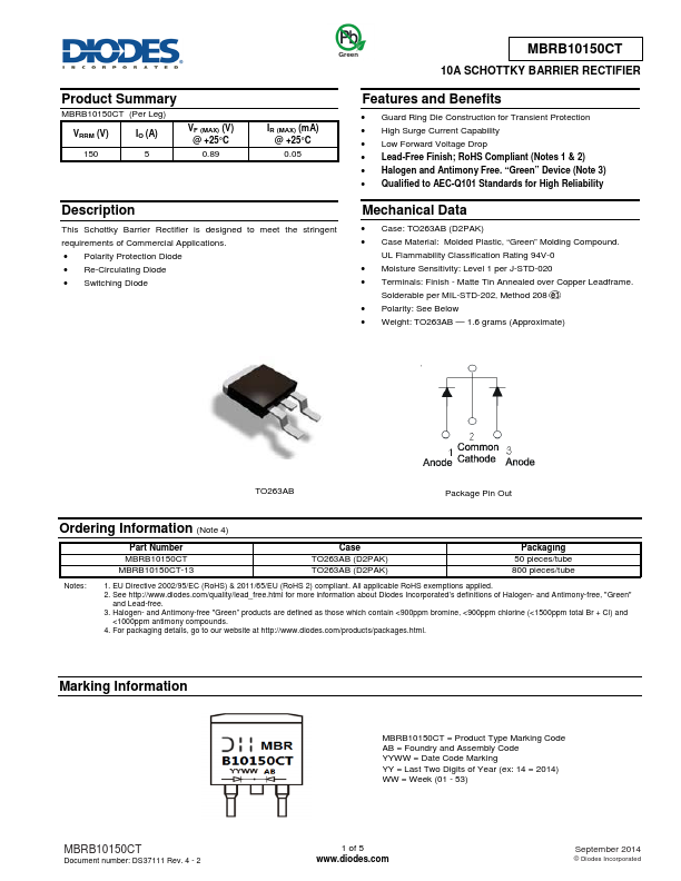 MBRB10150CT Diodes