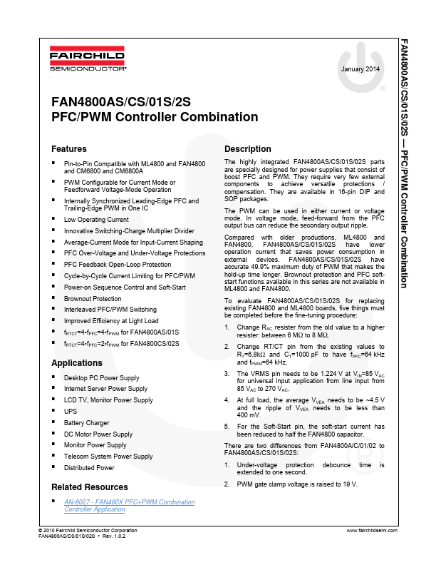 FAN4800AS Fairchild Semiconductor