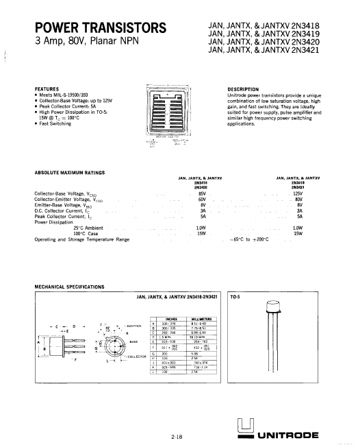 2N3420 UNITRODE