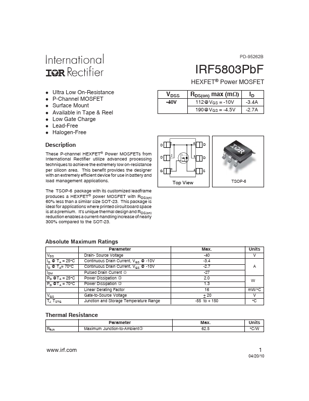 IRF5803 International Rectifier