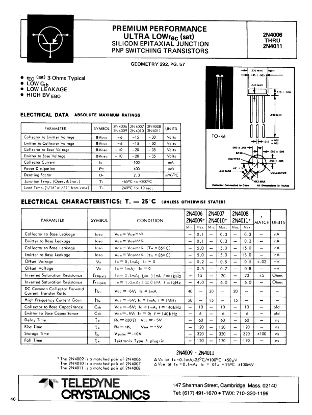 2N4009 Crystalonics