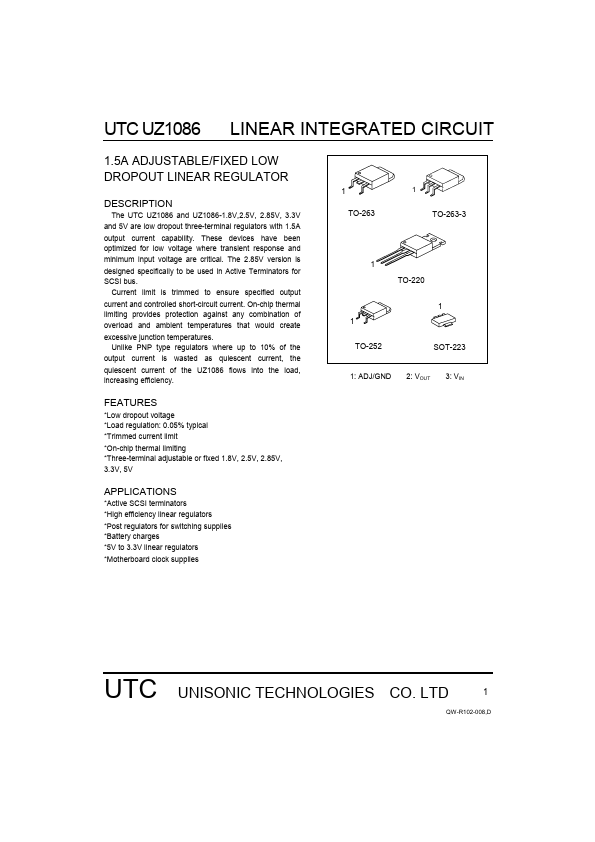 <?=UTCUZ1086?> डेटा पत्रक पीडीएफ