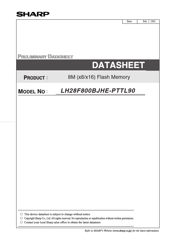 <?=LH28F800BJHE-PTTL90?> डेटा पत्रक पीडीएफ