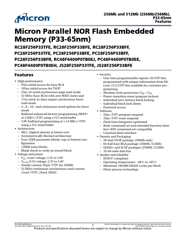 PC28F256P33BFR Micron