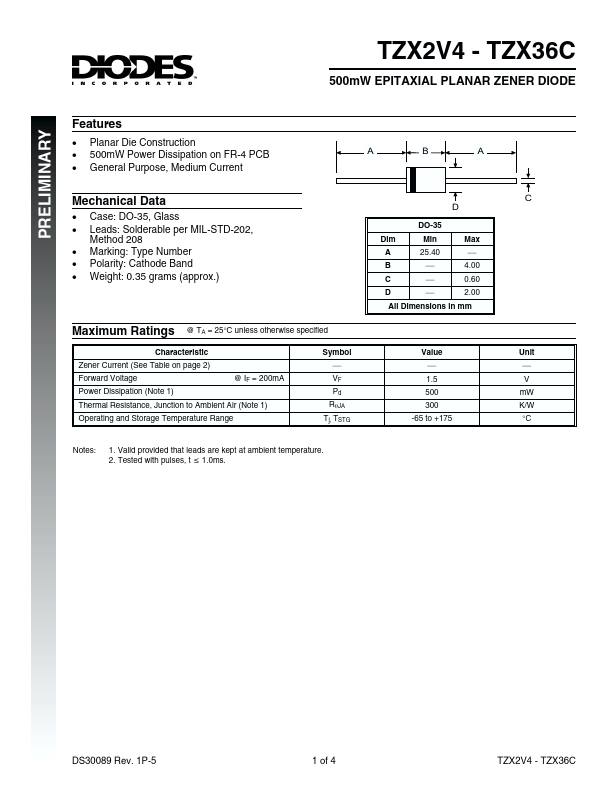 TZX8V2A Diodes Incorporated