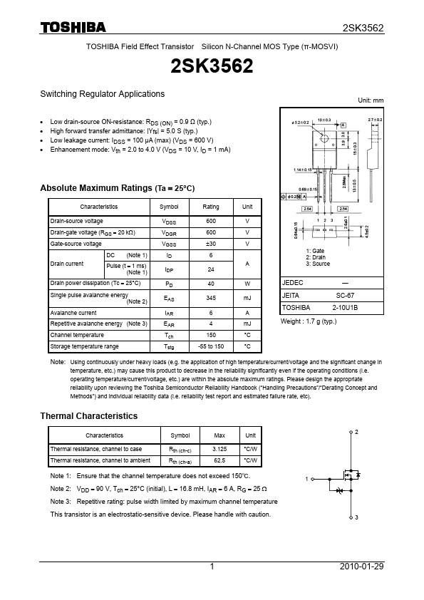 2SK3562 Toshiba Semiconductor