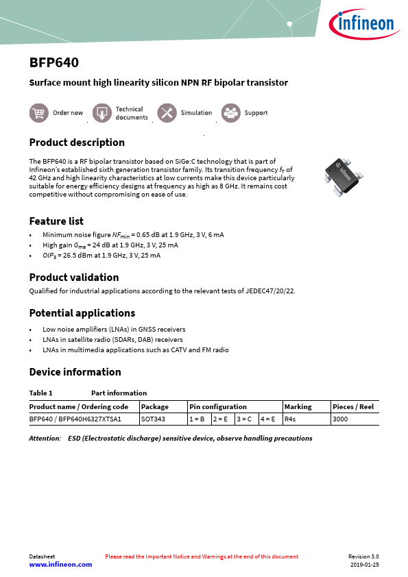 BFP640 Infineon Technologies AG