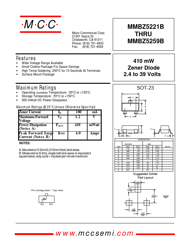 MMBZ5223B Micro Commercial Components