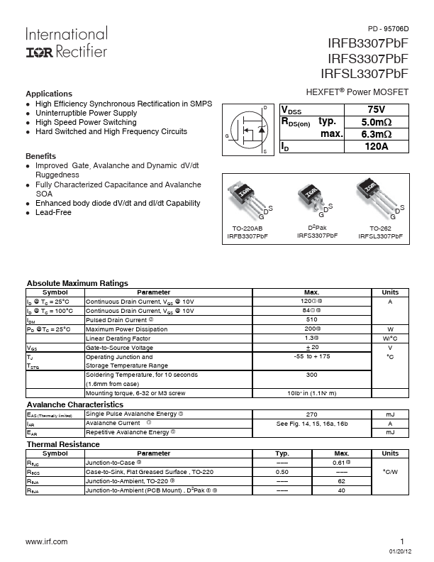 IRFB3307PbF International Rectifier