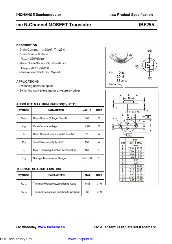 IRF255 Inchange Semiconductor