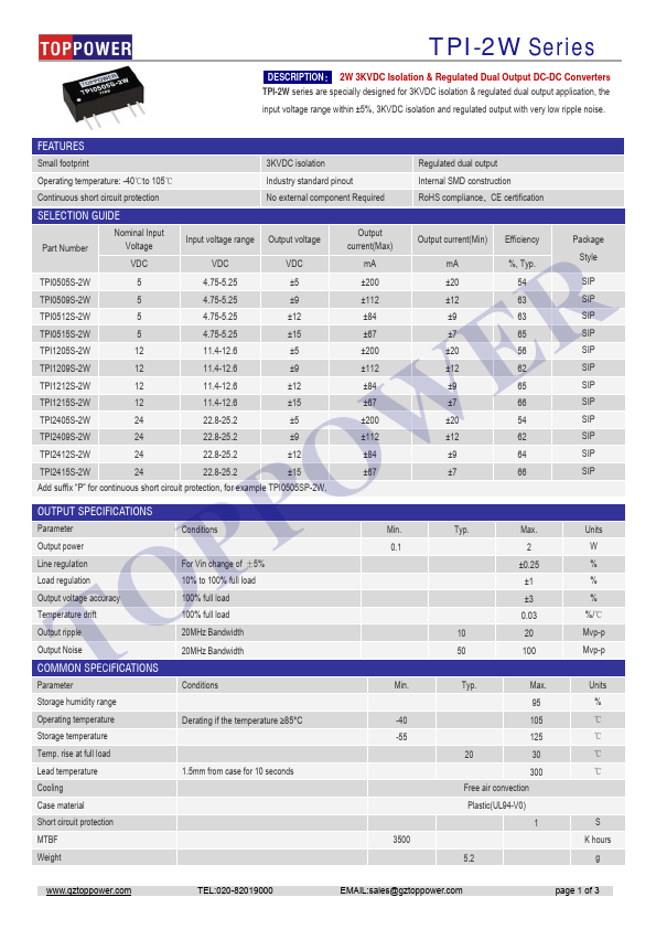 <?=TPI1205S-2W?> डेटा पत्रक पीडीएफ