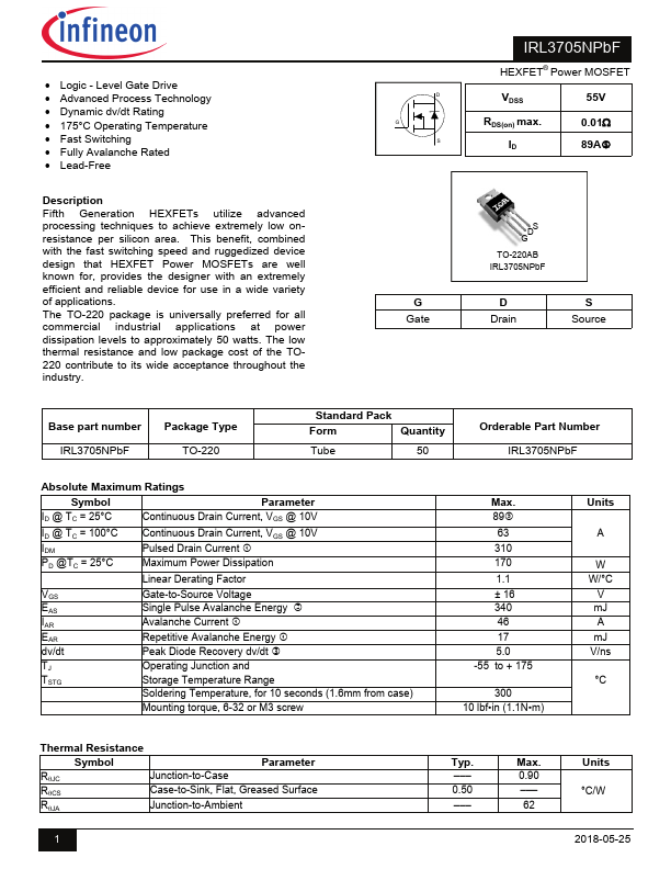 IRL3705N International Rectifier