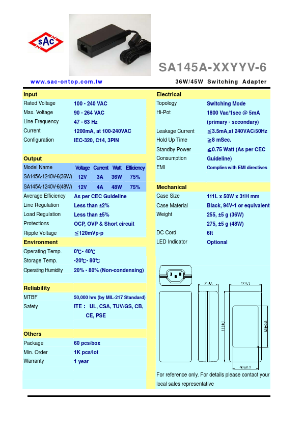 <?=SA145A-XXYYV-6?> डेटा पत्रक पीडीएफ