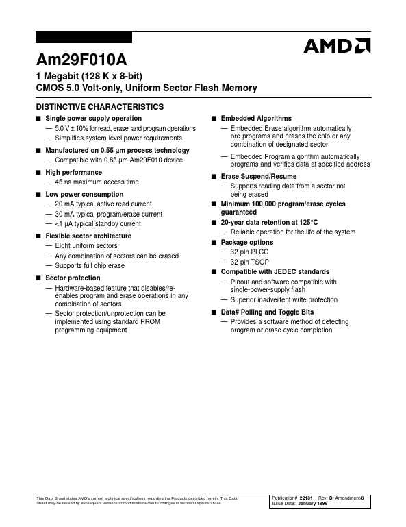 AM29F010A Advanced Micro Devices