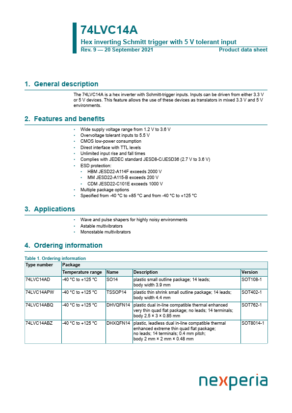 74LVC14ABQ nexperia