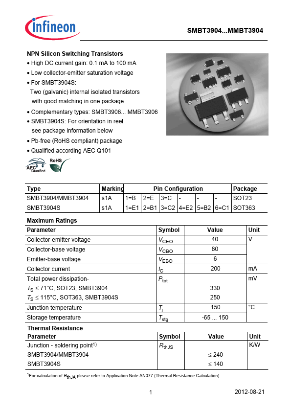 SMBT3904S Infineon Technologies AG