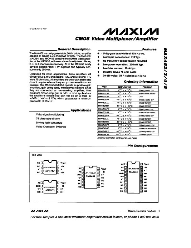 MAX454 Maxim