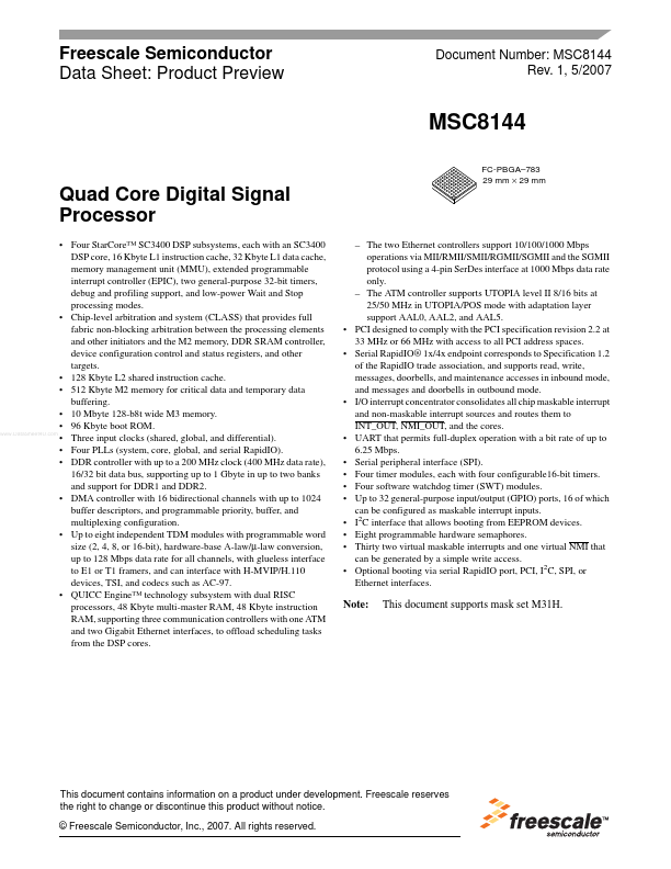 MSC8144 Freescale Semiconductor