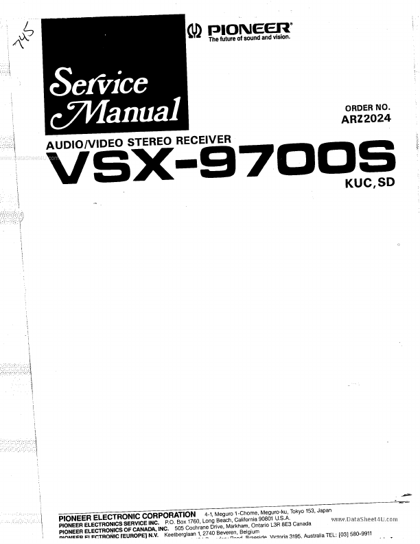 <?=VSX-9700S?> डेटा पत्रक पीडीएफ