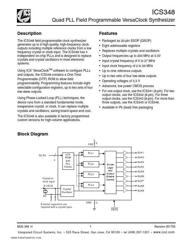 ICS348 Integrated Circuit Systems