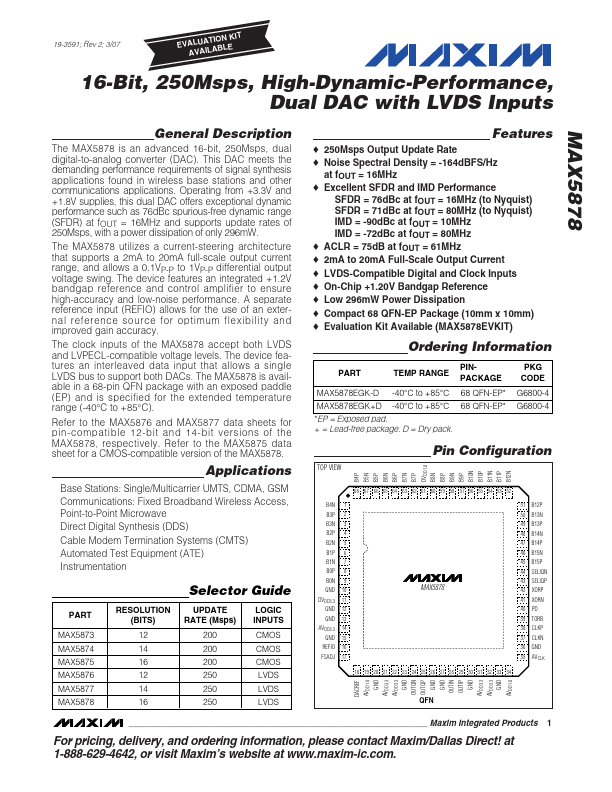 <?=MAX5878?> डेटा पत्रक पीडीएफ