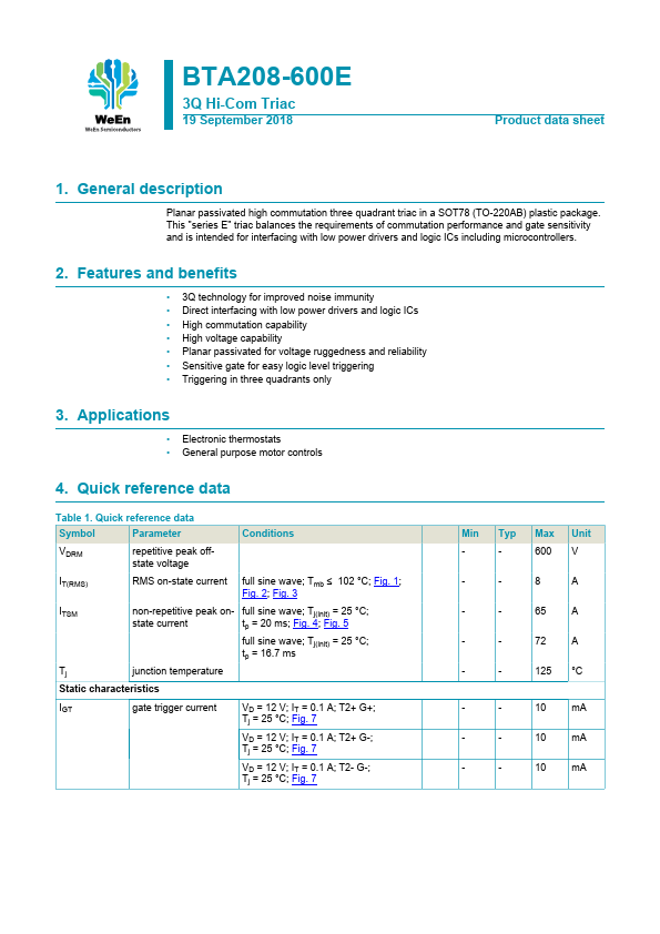<?=BTA208-600E?> डेटा पत्रक पीडीएफ