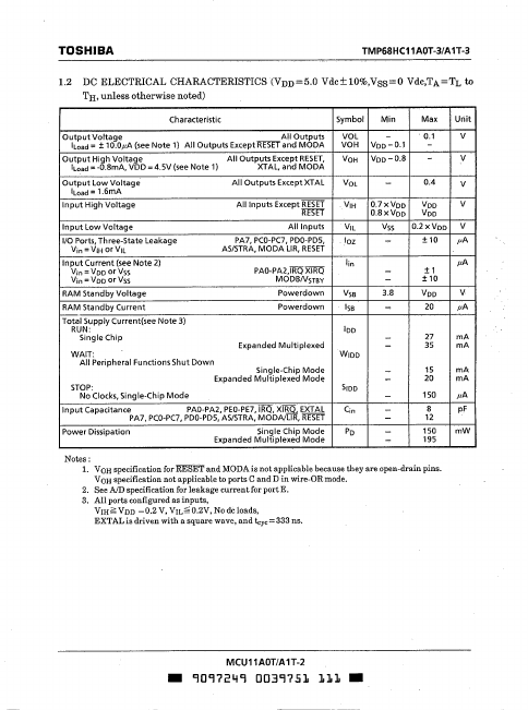 TMP68HC11A1T-3