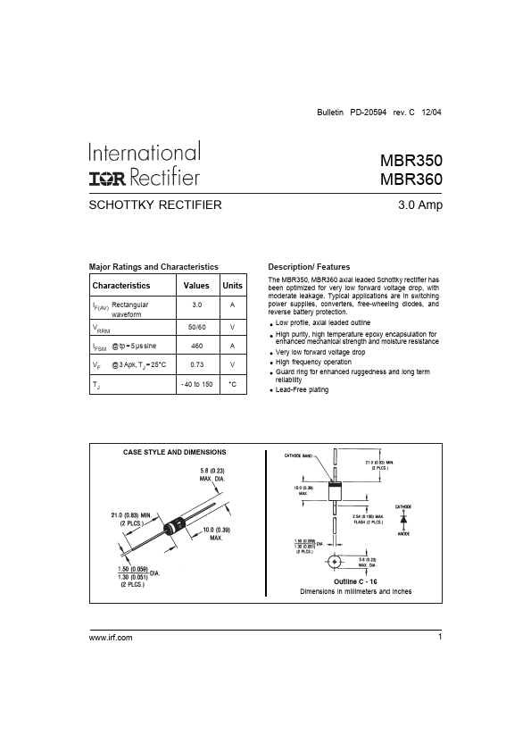 MBR360 Data Sheet | International Rectifier